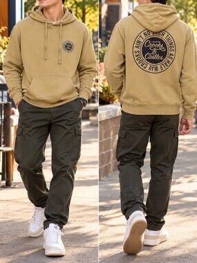 Crooks & Castles Men's Tan Logo Graphic Pullover Hoodie 100% Cotton Streetwear